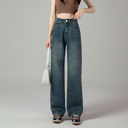 High Waist Retro Straight Jeans For Women Autumn