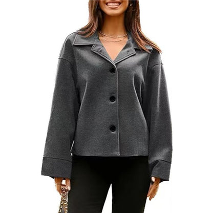 Women's Short Small Suit Long Sleeve Button Coat