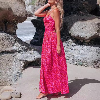 Knotted V-neck Long Dress Women