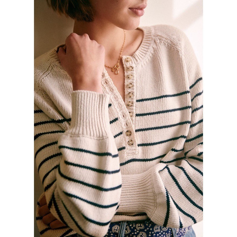 Siyuan French Vintage Striped Knit Sweater