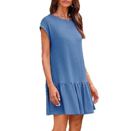 Women's Fashion OL Cotton Linen Round-neck