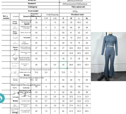 Solid Color Knitted Long Sleeve Trousers Suit