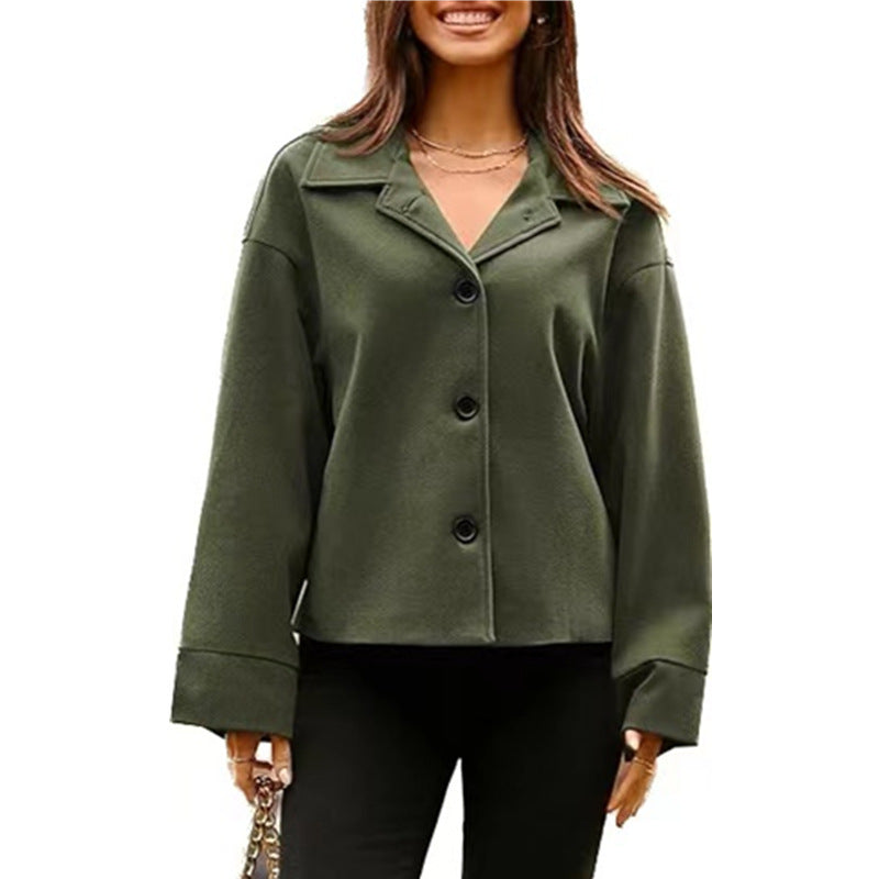 Women's Short Small Suit Long Sleeve Button Coat