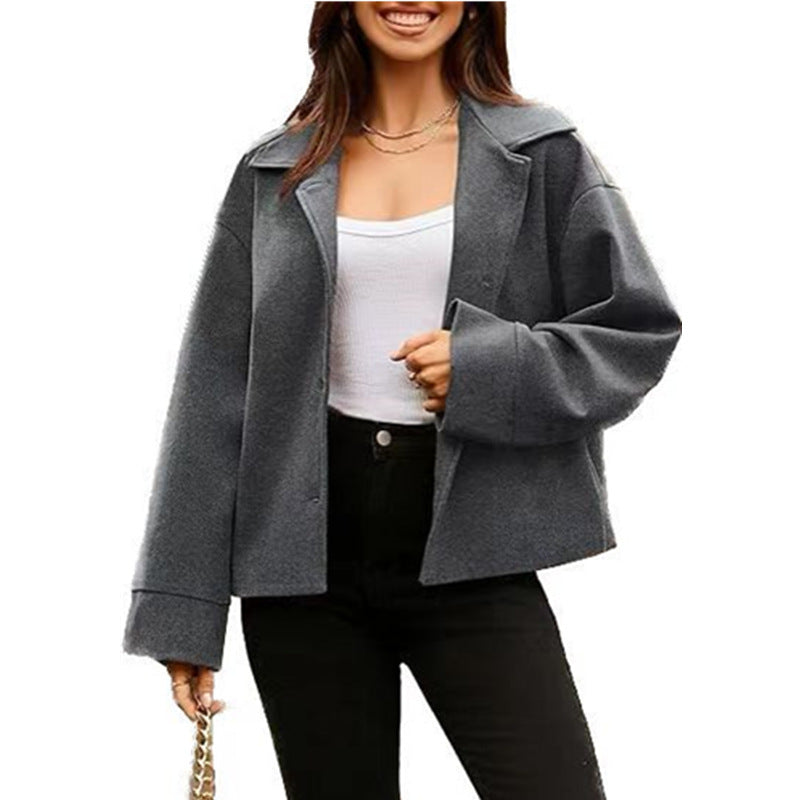 Women's Short Small Suit Long Sleeve Button Coat