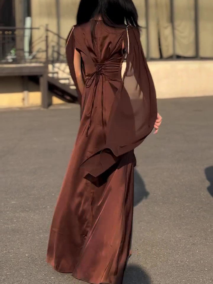 Round Neck Belted Maxi Dress