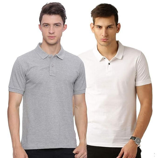 Poly Cotton Solid Half Sleeves Mens Polo T-shirt (Pack of 2)