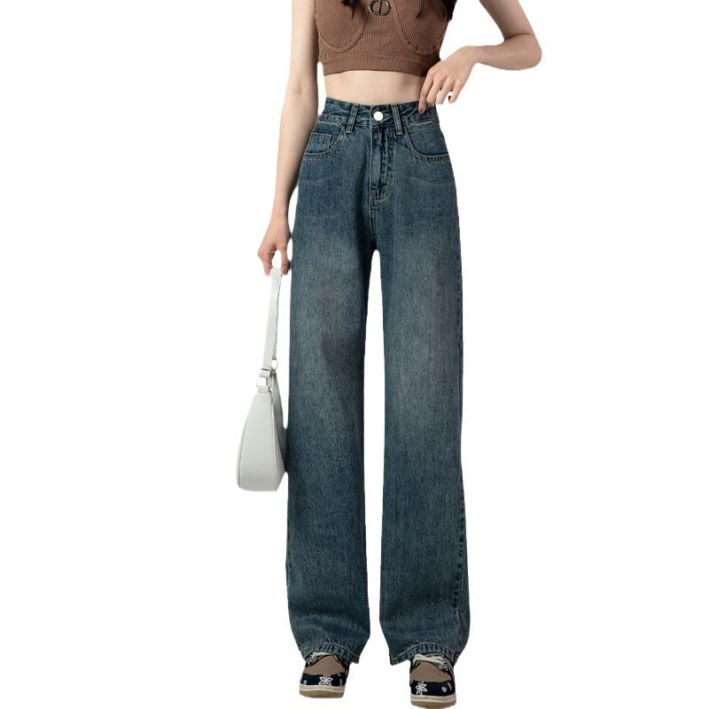 High Waist Retro Straight Jeans For Women Autumn