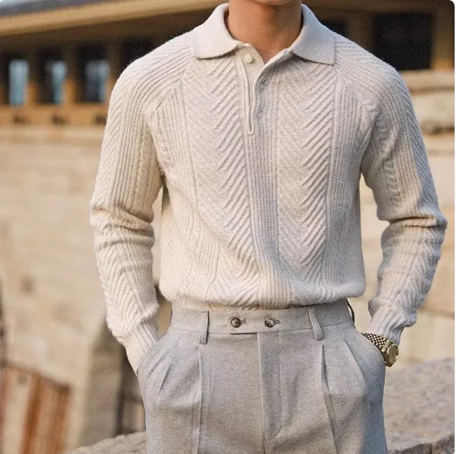 Men's Classic Knit Lapel Sweater