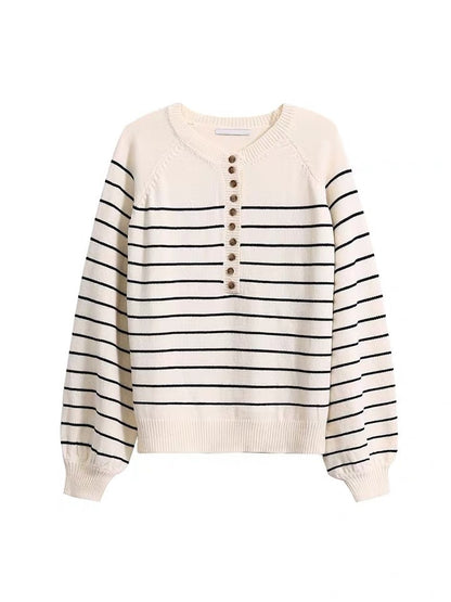 Siyuan French Vintage Striped Knit Sweater