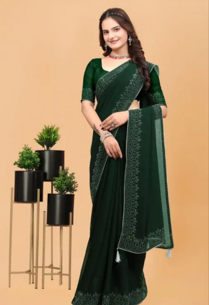 Diamond Work Traditional Fancy Saree | Georgette Saree