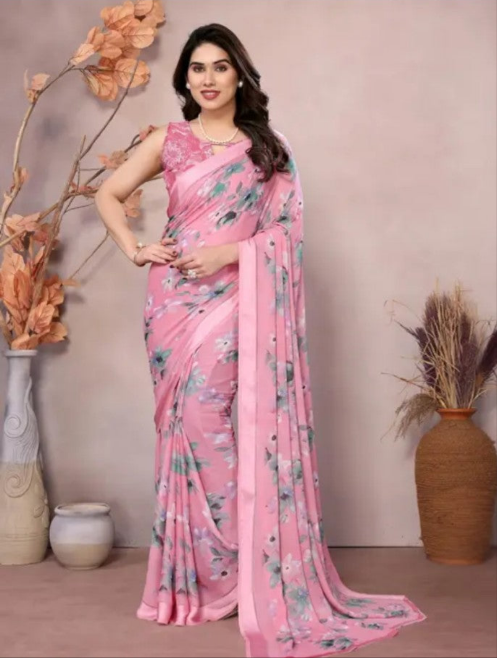 BRIGHT MOSS SATIN PATTA SAREE NEW SAREE DESIGNER SAREE PRINTED SAREE