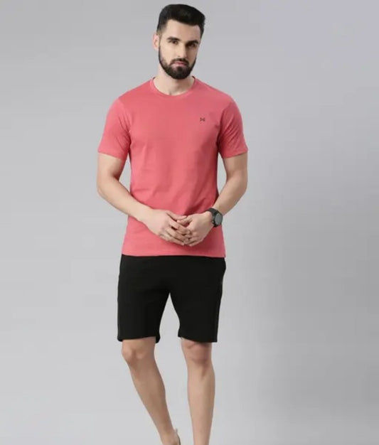 FORCE NXT DOLLAR Men's Solid Regular Pink T-shirt