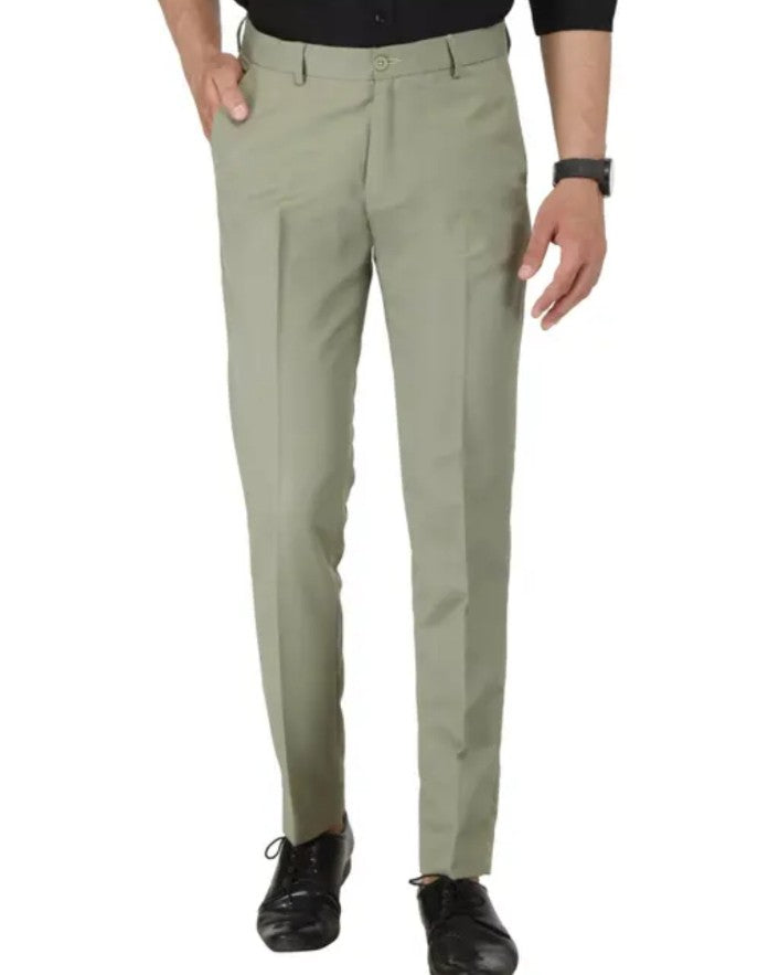 Light Green Slim Fit Formal Trouser For Men