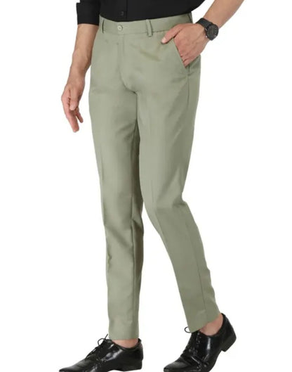 Light Green Slim Fit Formal Trouser For Men