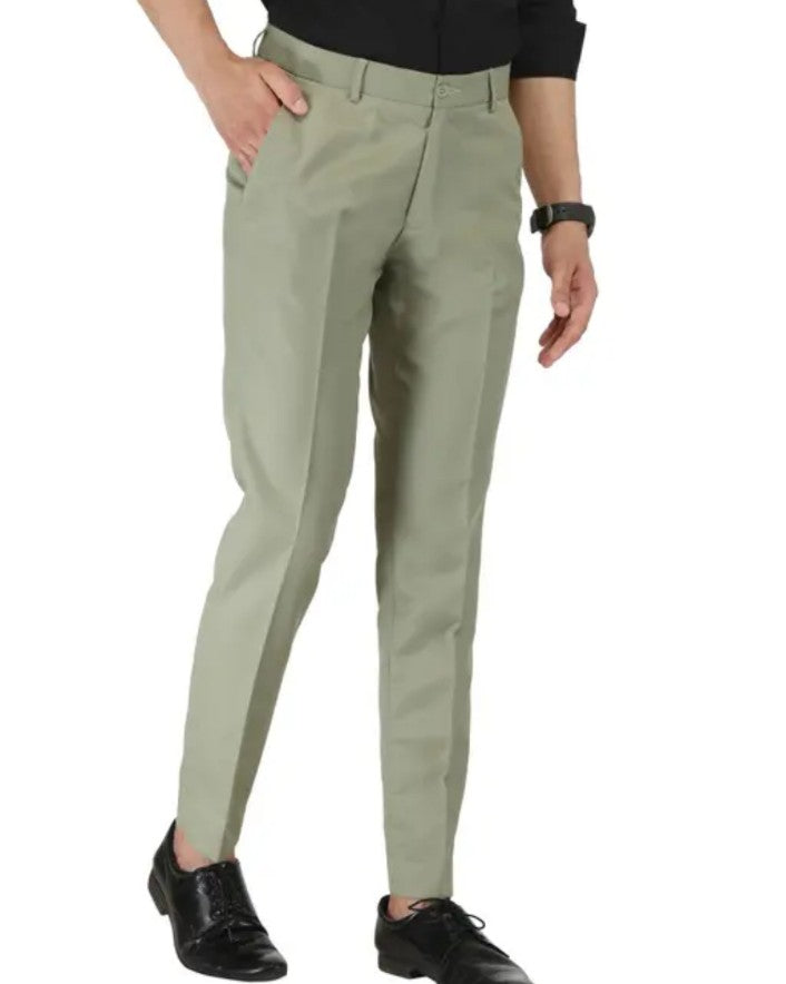 Light Green Slim Fit Formal Trouser For Men