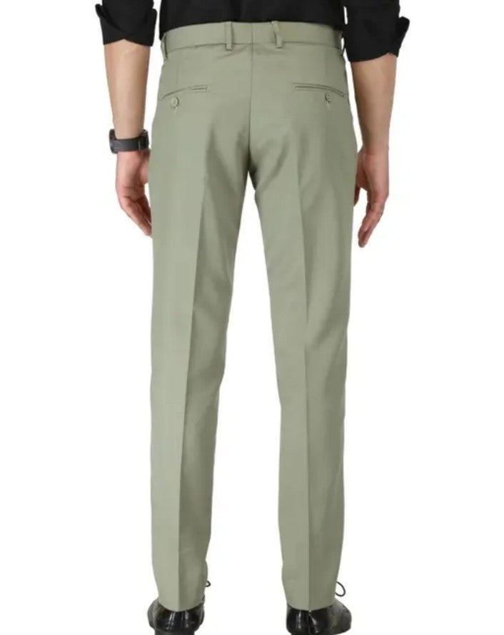 Light Green Slim Fit Formal Trouser For Men