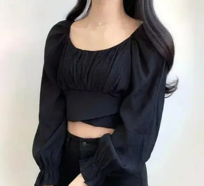 Modern Classic Puff Style Full Sleeve Crop Top