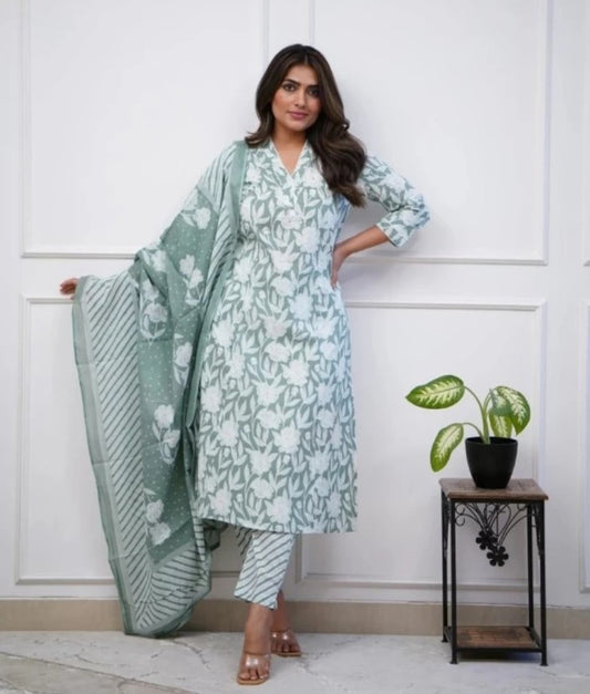 Women viscose Rayon kurta pant  Dupatta set