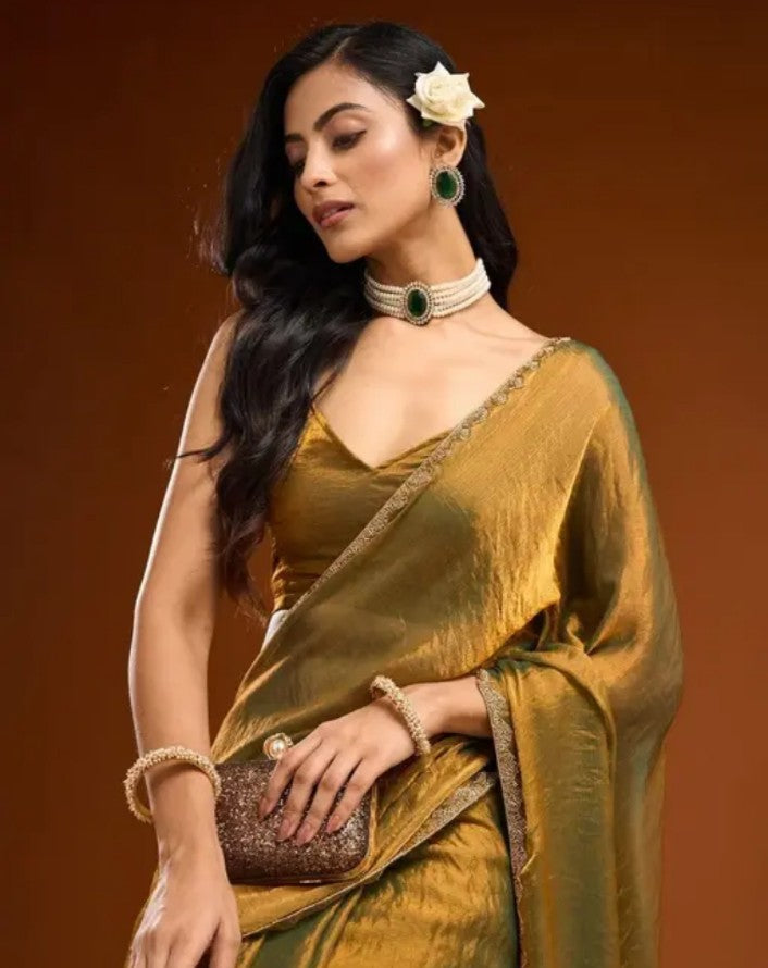 Solid Beads and Stones Saree