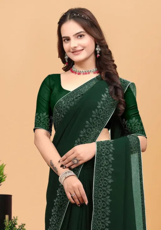 Diamond Work Traditional Fancy Saree | Georgette Saree