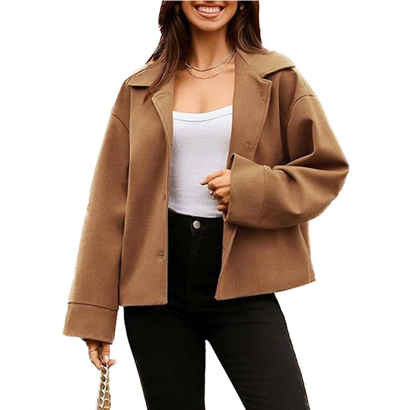 Women's Short Small Suit Long Sleeve Button Coat