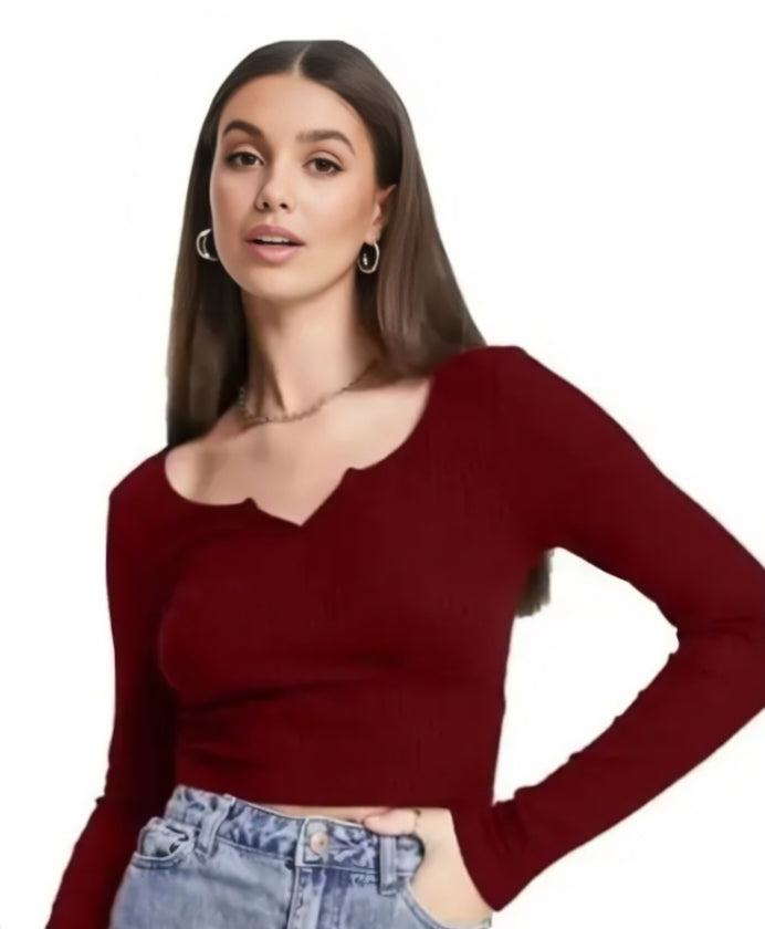 Trendy And Cute Full Sleeve V-Cut Top For Woman And Girls