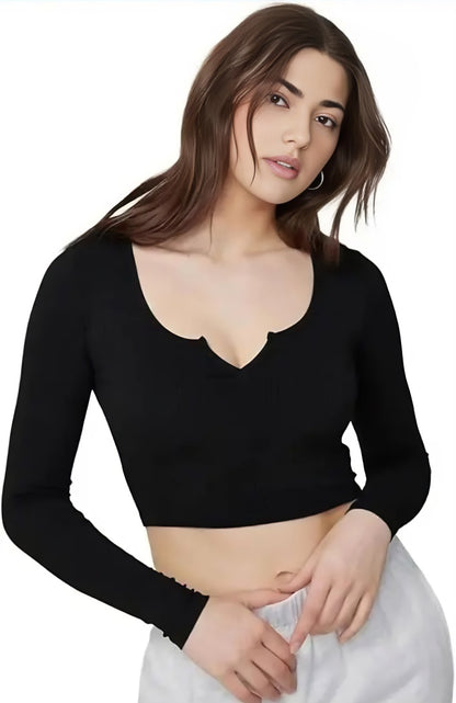 Trendy And Cute Full Sleeve V-Cut Top For Woman And Girls