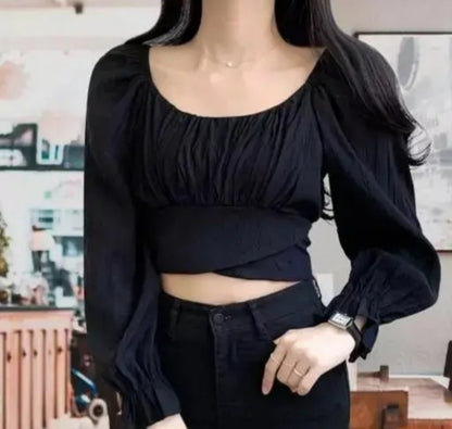 Modern Classic Puff Style Full Sleeve Crop Top