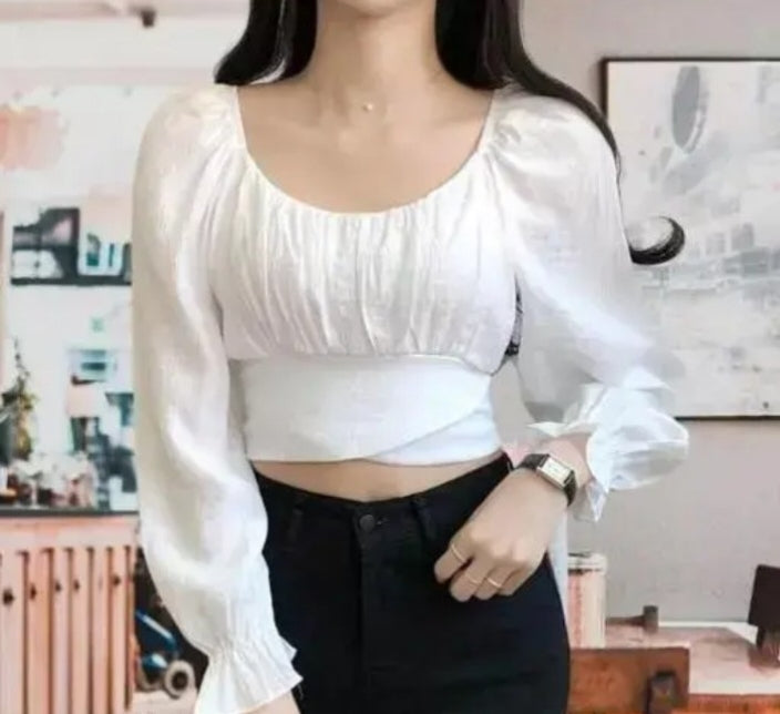 Modern Classic Puff Style Full Sleeve Crop Top