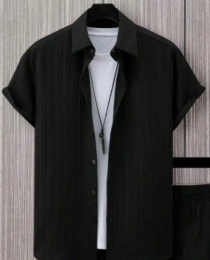 Mens Spread Collar Shirt (Firozi)